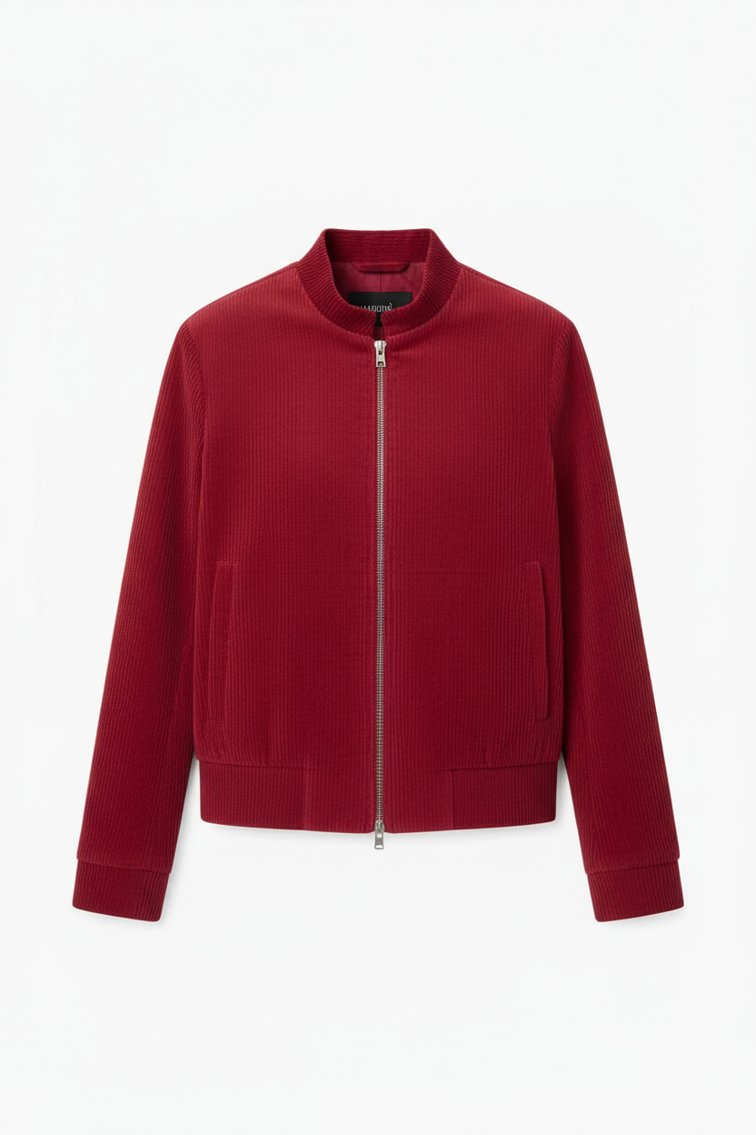 Women’s Red Corduroy Bomber Jacket - Image 4
