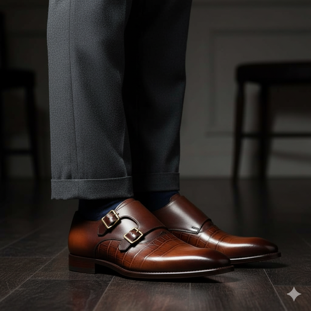 The Cavendish Double Monk – Handcrafted Brown Leather Elegance - Image 4