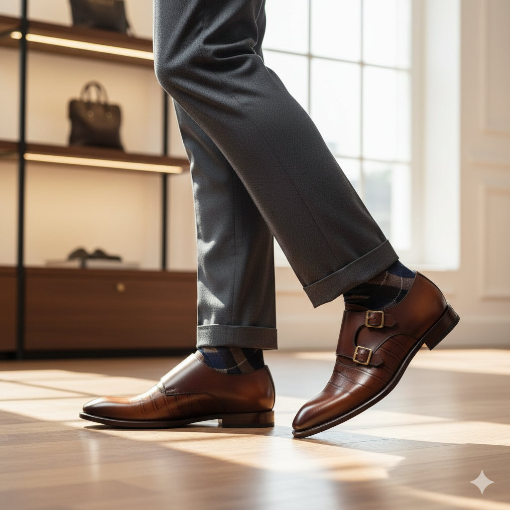 The Cavendish Double Monk – Handcrafted Brown Leather Elegance - Image 2