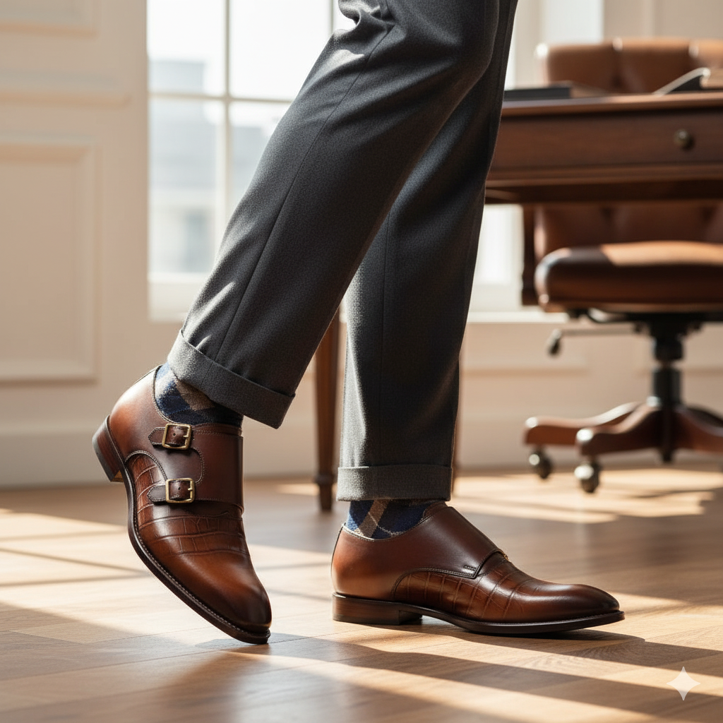 The Cavendish Double Monk – Handcrafted Brown Leather Elegance